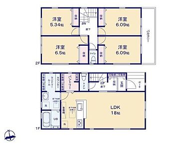 ◆広々18帖のＬＤＫ♪キッチンには大容量のパントリーつき
◆朝の忙しい時間に嬉しいゆったり広めの洗面＆ランドリールーム
◆全室収納付きでお部屋を広くお使いいただけます 