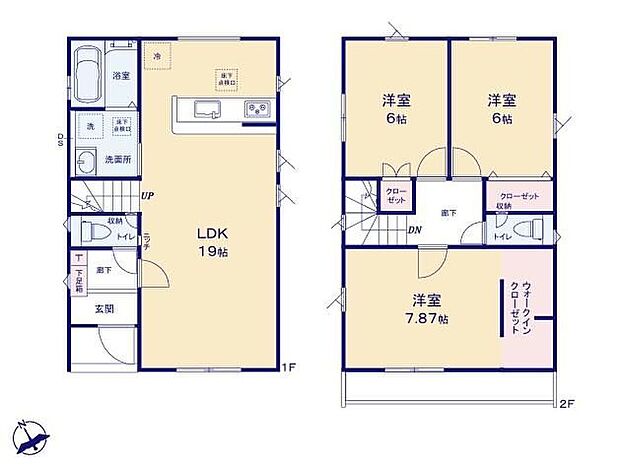 【3LDK】◆広々19帖のＬＤＫ♪リビングが見渡せる対面キッチン
◆動きやすいまとまった水回り設計
◆主寝室には大容量のＷＩＣなど収納も充実
◆明るい南向きのバルコニー
◆車種にもよりますが並列２台駐車できます