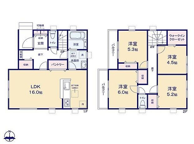 【4LDK】◆リビングが見渡せる対面キッチン
◆家族みんなが動きやすい、ストレスフリーな回遊動線の間取り
◆ゆとりある４ＬＤＫの間取り♪お部屋すっきり全室収納付き