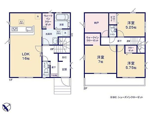 【3LDK+S】◆サービスルーム（納戸）のある収納豊富な間取り
◆全居室収納付き♪主寝室と洗面所にＷＩＣ、玄関にシューズクロークなどたっぷり収納♪
◆陽当たり良好♪南東向きのバルコニー
