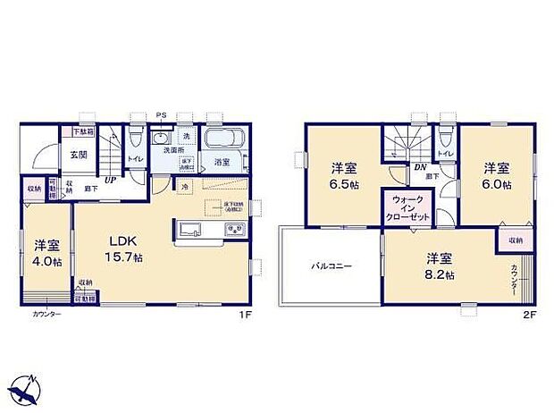 【4LDK】◆リビングが見渡せる対面キッチン
◆動きやすいまとまった水回り設計
◆主寝室にはたっぷり収納できるＷＩＣ付き
◆明るい南向きのバルコニー
◆24時間換気システムほか設備も充実！