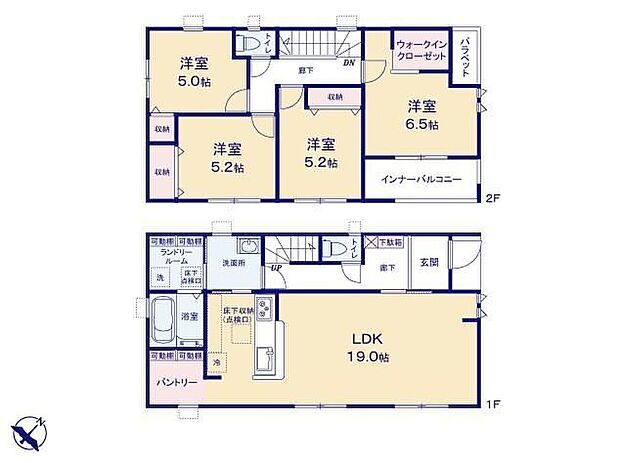 【4LDK】◆広々19帖のLDK♪ご家族そろってゆっくり過ごせます
◆動きやすいまとまった水回り設計
◆全室収納付き♪4LDKの間取り
◆キッチンにはすっきり片付くパントリー♪
◆24時間換気システムほか設備も充実!
