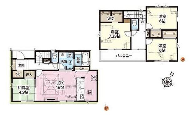 【4LDK】◆リビングが見渡せる対面キッチン
◆リビングに和室が隣接♪使い勝手の良い間取り
◆全室収納付き♪WICやＳＩＣもあります
◆玄関とリビングの２方向から出入り可能な洗面所
◆明るい南向きのバルコニー