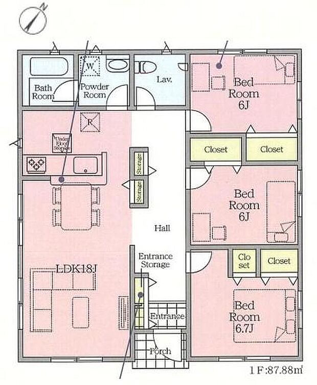 (４号棟)、価格2280万円、3LDK、土地面積201.7m2、建物面積87.88m2