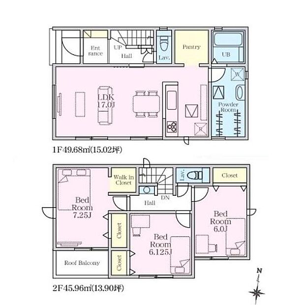 【3LDK】キッチンには大容量のパントリーを備え、キッチン家電や
防災備蓄品などたっぷり収納できます!水回り集約設計で
忙しい朝もスムーズな家事動線に◎2階に居室をまとめて
プライベートの時間も充実。