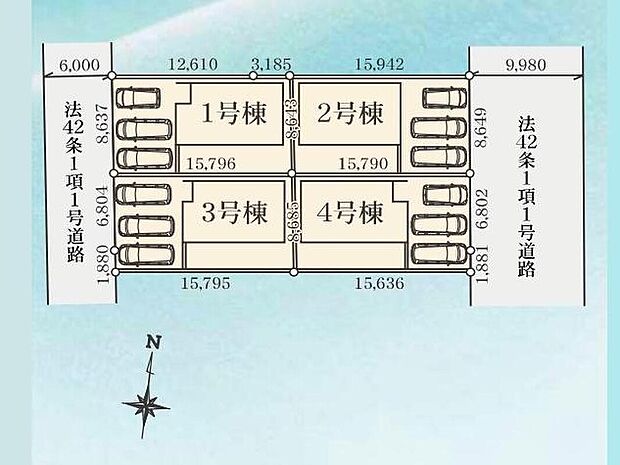 【全体区画図】◆◇本日、ご見学可能です!◇◆カースペース3台分(※車種による)ございますので、家族分の自転車を駐輪したり、来客用の駐車スペースとしてもお使いいただけます♪