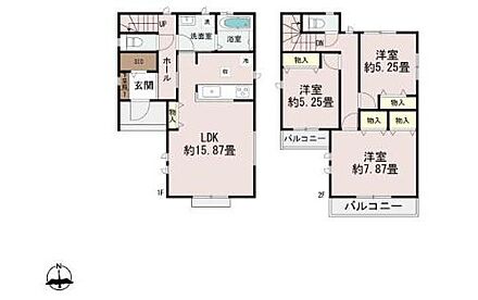 シューズクロークや各居室に収納完備♪
荷物が増えてもスッキリとお使いいただけます！ 