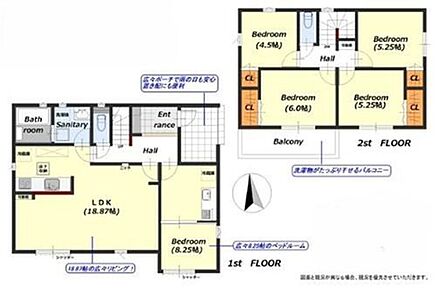 水回りがまとまった家事動線良好な5LDK！
LDKは広々18.87帖♪テーブルやソファ、カーテン選び、レイアウトを考えるのも楽しいですね！ 