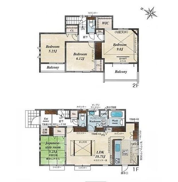 【4LDK】◇光と風を呼び込む全室南西向き♪
◇リビングの続き間にある和室スペースは来客用やお昼寝スペースにおすすめです！
◇開放感のあるキッチンでコミュニケーションを取りながら料理を楽しめます♪