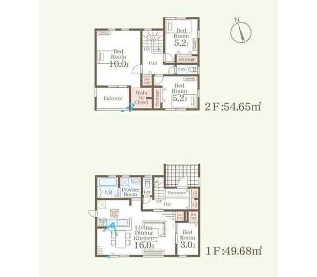 【4LDK】カウンターキッチンを採用した4ＬＤＫプラン！お食事の準備をしながらご家族との会話を楽しめます。広々とした10帖の主寝室には大容量WIC完備でいつでもお部屋がスッキリ片付きます♪