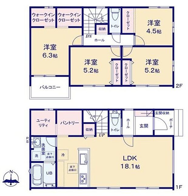 【4LDK】明るく開放的な４LDK♪
豊富な収納力もございますので、キッチンスペースをスッキリとお使い頂けそうです！