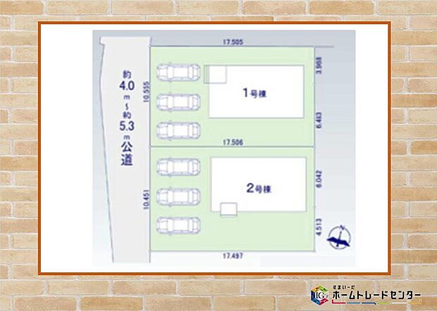 【全体区画図】カースペースは3台分ございますので、家族分の自転車を駐輪したり、来客用の駐車スペースとしてもお使いいただけます☆（車種による）