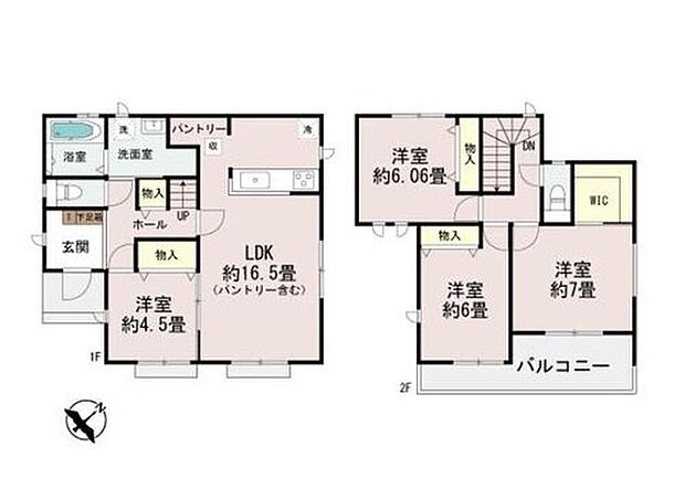 【4LDK】1階居室の扉を開放すると21帖の大空間へ!使い方は自由自在です♪
大容量WIC、パントリー、ホール収納などで空間がすっきり片付きます♪
広々したバルコニーは2部屋から出入り可能で洗濯や布団干しも快適♪