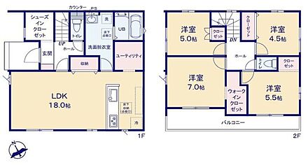 LDK18帖♪対面式キッチン採用☆キッチン奥にはユーティリティルーム完備☆
SIC、WIC、リビング収納など収納も多く住みやすい邸宅です♪ご家族での生活に寄り添う設計となっております。 