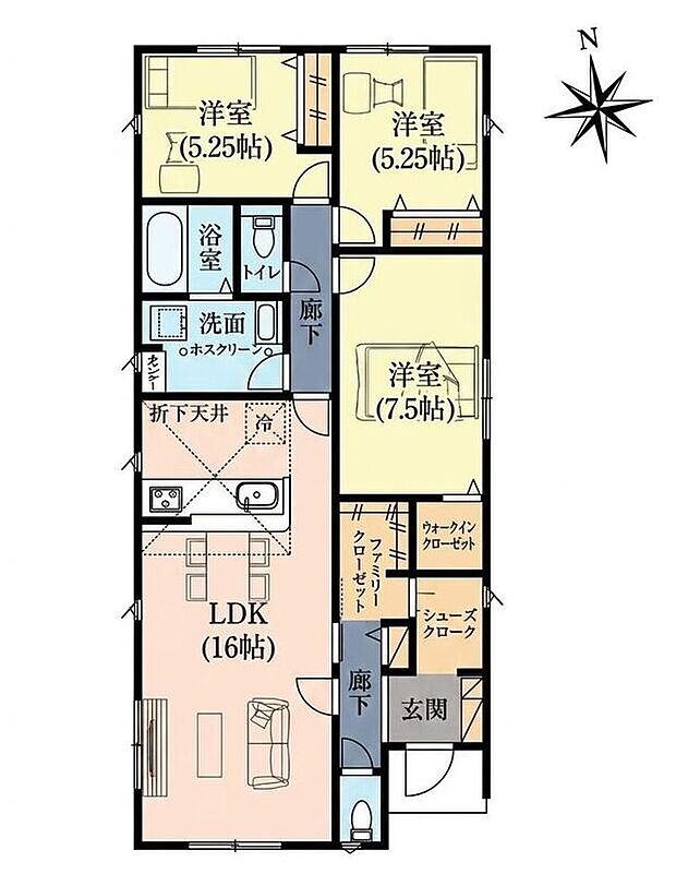 プラン建物価格：1800万円　プラン間取り：3LDK　プラン建物面積：89.43m2