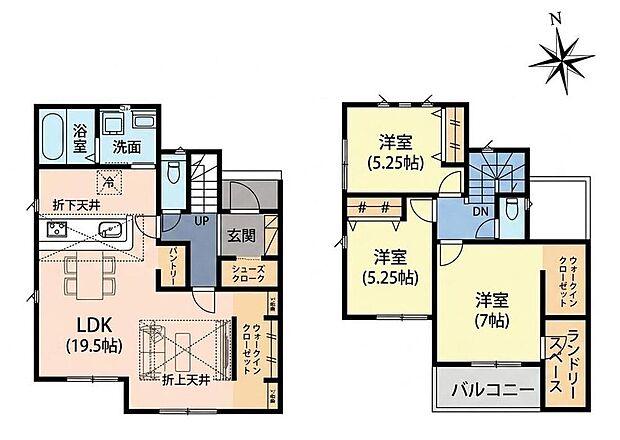 プラン建物価格：1800万円　プラン間取り：3LDK　プラン建物面積：104.33m2