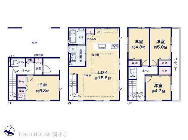8299万円、4LDK、土地面積64.86m2、建物面積114.84m2 
