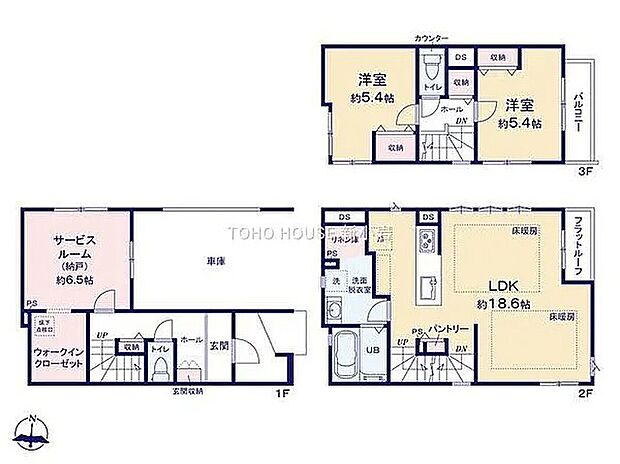 2SLDK、6,799万円、建物面積114.06m2、土地面積65.56m2