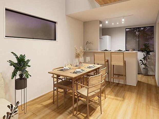 【リビングダイニング(パース)】20帖!ゆとりのLDK♪♪疲れて日もゆっくり落ち着ける空間です♪