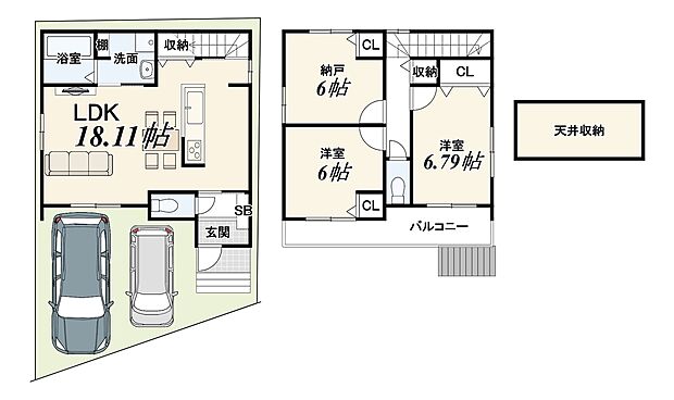 ■新築参考プラン
建物価格1799万円 建物面積85.82m2