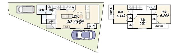 【新築参考プラン】建物面積：90.32m2、建物価格：2089万円