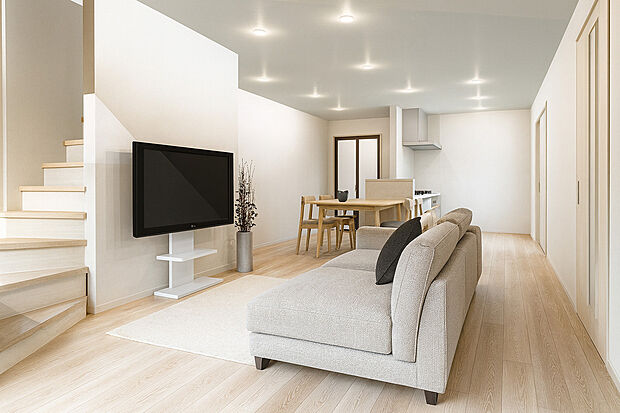 【【イメージパース】】リビングはゆったり17.51帖!大きなソファを置いてもゆとりある広さです。