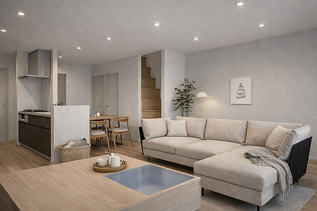 【【イメージパース】※新築参考プランA】居心地の良いリビングで、自然とご家族も集まります!