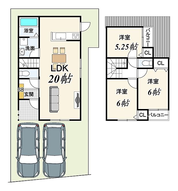 【２号地：新築参考プラン】建物：81.81ｍ2/建物価格：1829万円
Bプランもございます！詳しくはスタッフまで