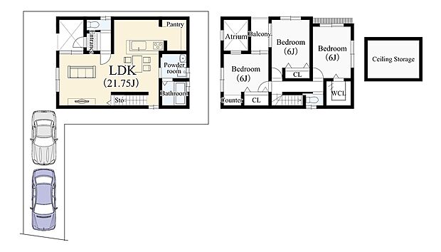 【【新築参考プランA】】土地1399万円 建物1800万円 設計監理費用120万円(税込)、外構費120万円(税込)別途要