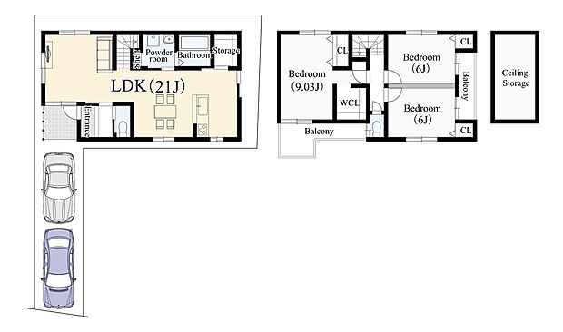 【【新築参考プランB】】土地1399万円 建物1900万円 設計監理費用120万円(税込)、外構費120万円(税込)別途要