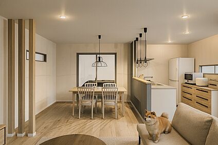 【2号地：（パース図：リビング20.5帖）】