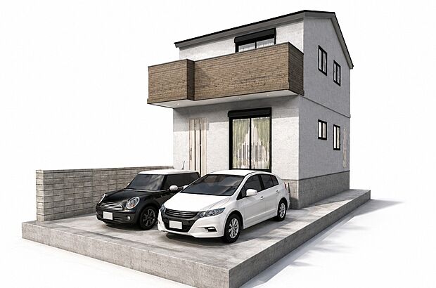 【外観予想パース図】駐車スペースを2台分を確保した、ファミリーにもおすすめの住まいです。