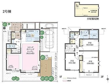 SIC+パントリー＋小屋裏収納+ウッドデッキ
※4LDKに変更可（有償） 