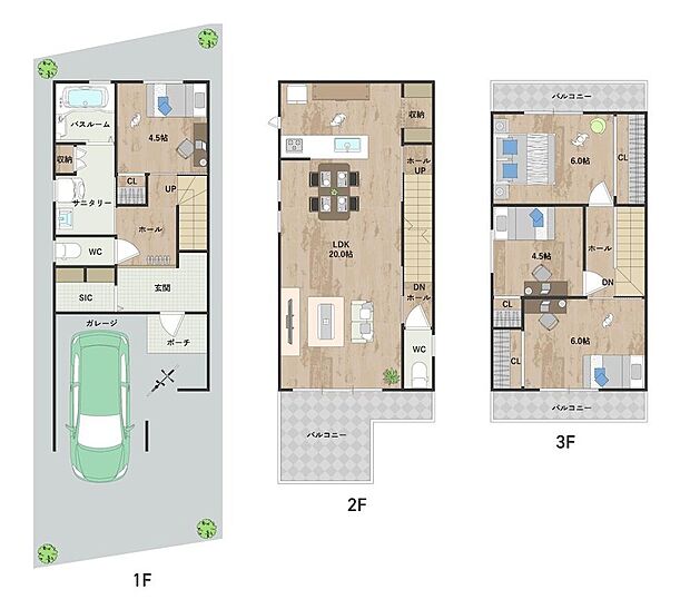 採光・プライバシーを考慮した2階LDK設計◎ご家族とのコミュニケーションが取りやすい対面式キッチンを採用しています。《建物面積107.32m2、建物価格1833万円》