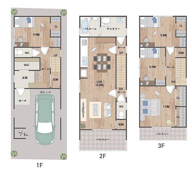 【4LDK】LDKは南向きバルコニーに面し、陽当り良好！全居室の収納に加え、SICやホール収納など随所に収納があり、すっきりとした暮らしが叶います。