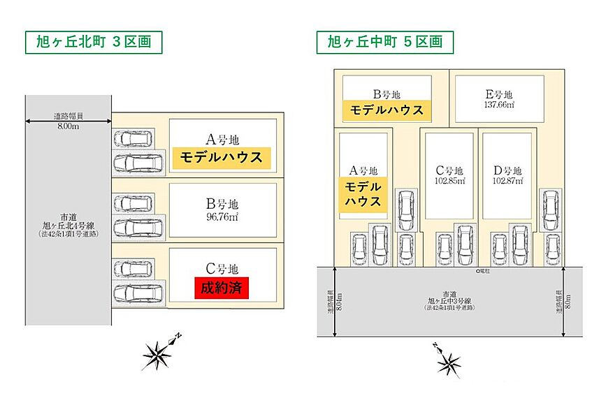 【フィアスコート旭ヶ丘中町・北町 区画図】