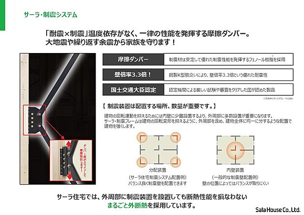 【■制震システム】大地震やくりかえす余震から家族を守る。 建物の強度を高めつつ、地震エネルギーを吸収。2つの機能を同時に発揮します。