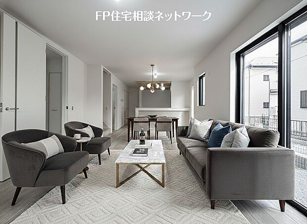 ■リビング■本画像はAIがCGで家具作成しており、実際の現地に家具は設置されておりません。また、販売価格に家具等は含まれておりません。