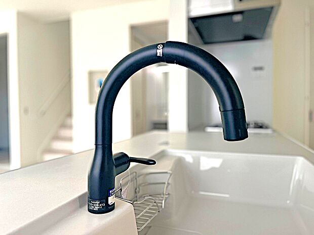 【ビルトイン浄水器】キッチンには浄水器を標準装備。水を飲むという場面以外にも料理で使用したり、野菜を洗う場合もキレイな水で洗いたいという人が増えてきています。