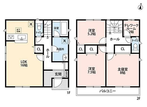 (1号棟)3LDK+S、土地面積115.18m2、建物面積95.58m2