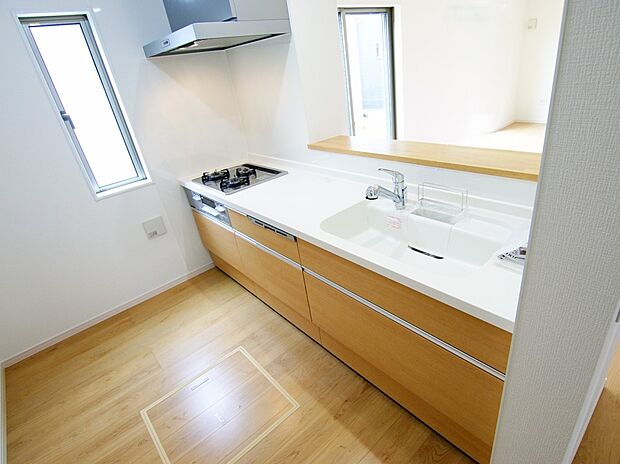 食洗機・浄水器付きの扱いやすいシステムキッチン(1号棟同仕様)