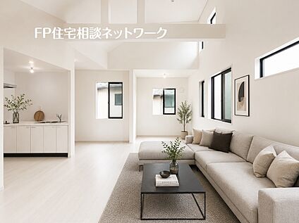 開放感溢れる勾配天井リビング