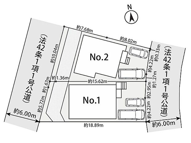 【【全体区画図】】二方道路に面しており、かつ東側が開けている開放感溢れる立地。光や風を沢山取り込めるため、明るく快適な住まいが実現します!