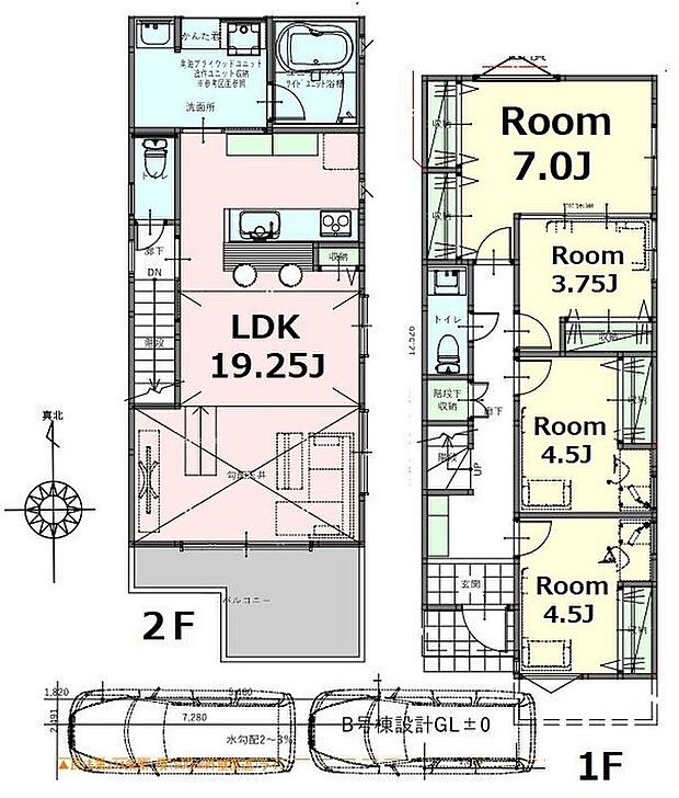 【参考プランB区画】
駐車場2台可能な4LDK
