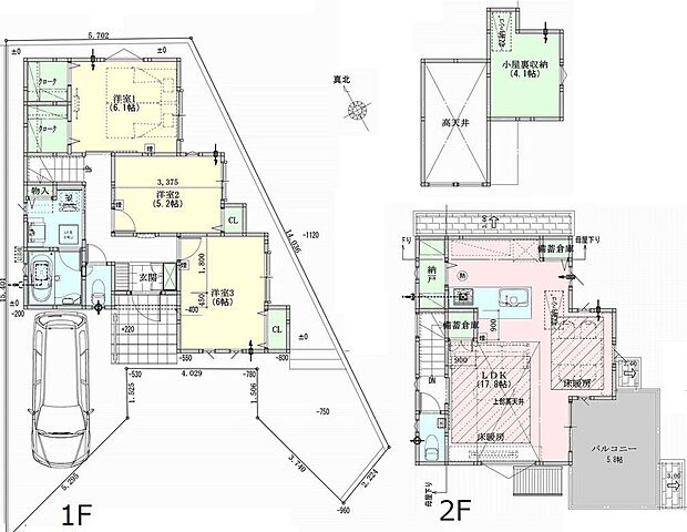 【参考プラン】
・開放的な吹抜けのLDKはゆったり17.8帖