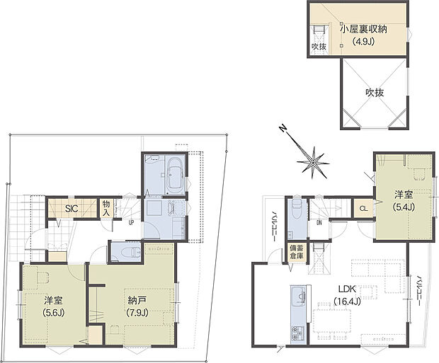 【2SLDK＋グルニエ】※建物面積に備蓄倉庫0.81ｍ2含む