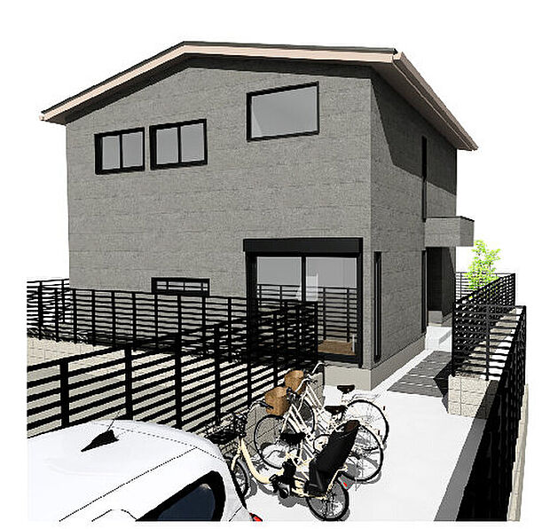 【ゼロホーム注文建築プラン例で建てた場合の完成イメージ】※掲載の外観完成予想CGは、図面を基に描き起こしたもので実際とは多少異なります。