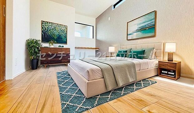 2階には7.4帖の洋室。(本画像家具はCGで作成しており、実際に現地に家具はおかれておりません。また価格に家具は含まれておりません)