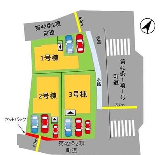 【区画図】駐車スペースは並列で2台~3台分確保^^