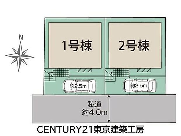 南道路4mに面した区画で、陽当たり良好。カースペース1台分を確保しています。